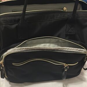 Black Tote Bag with Gold Zippers